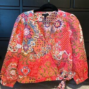 J. Crew 100% cotton wrap style blouse